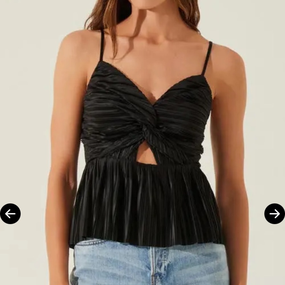 Astr Black Pleated Camisole Top